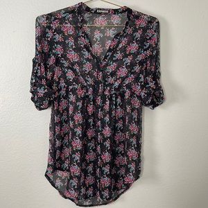 Express Floral Chiffon Shirt